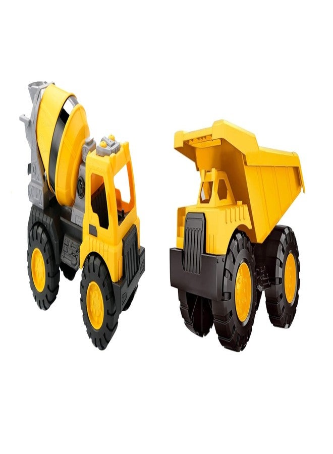 Globular Dig Dump Dumper Excavator Cement Mixture Vehicle Construction Engineering Truck Toy for Kids, Unbreakable Push and Go Truck for Kids Pull Back Pack of 4 - Image 3